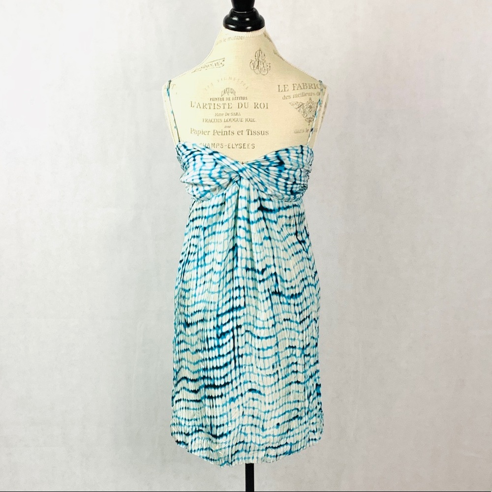 Ann Taylor Blue Tie Dye 100% Silk Dress Size 6